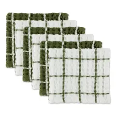 DII&reg; Windowpane Oversized Washed Waffle Dishcloth Set Green/White