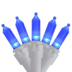 100ct. LED Mini Christmas Lights With White Wire Blue