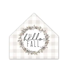Hello Fall Wreath House Shaped Canvas Wall Accent