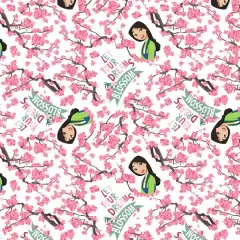 Disney&reg; Princess Mulan White Let Your Dreams Blossom Cotton Fabric