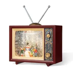 Glitzhome&reg; 7.5" Lighted TV with Snowman Waterglobe