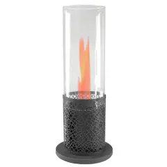 19.75" Bio Ethanol Round Portable Tabletop Fireplace with Black Decorative Base