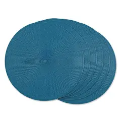 DII&reg; Round Plastic Woven Placemats, 6ct. Storm Blue