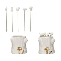 Hello Honey&reg; White & Gold Forest Icon Appetizer Picks with Stump Holder Set