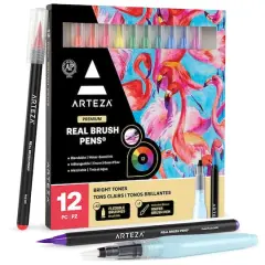 Arteza&reg; Real Brush Pens&reg; Bright Tones & Water Brush Set