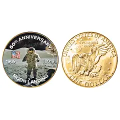 Moon Landing Eisenhower Colorized Dollar Gold Layered Coin