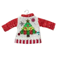 Knitted Ugly Sweater with Hanger Yarn Christmas Tree Ornament