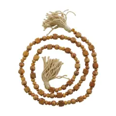 80" Geometric Wood Bead Garland with Tassels Brown