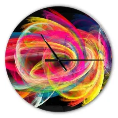 Designart 'Colorful Thick Strokes In Black Modern Wall Clock
