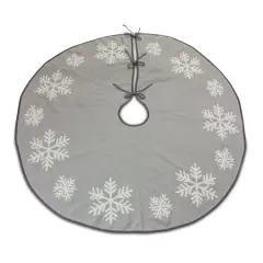 48" Gray Woven Christmas Tree Skirt D&eacute;cor