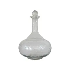 Hello Honey&reg; 12oz. Clear Round Reclaimed Etched Glass Decanter with Tall Neck