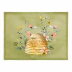 Welcome To Our Hive Floral Green 18" x 14" Poly Twill Placemat