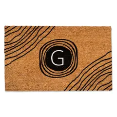 Black Monogram Circle Natural Coir Doormat G