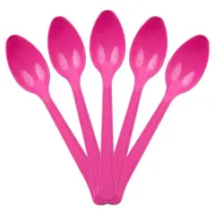 JAM Paper Premium Disposable Plastic Spoons, 48ct. Fuchsia Hot Pink