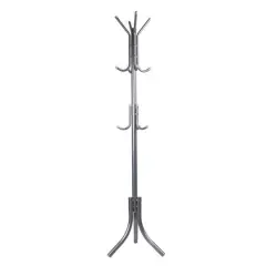 Mind Reader 67" 3-Tier 11-Hook Coat Rack Silver