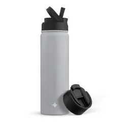 JoyJolt&reg; 22oz. Triple Insulated Water Bottle with Flip Lid & Sport Straw Lid Gray