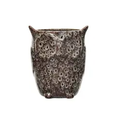 Hello Honey&reg; 7" Brown Reactive Glaze Decorative Stoneware Owl Shaped Planter