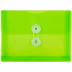JAM Paper 5.25" x 7.5" Booklet Plastic Envelopes with Button and String Closure, 24ct. Lime Green