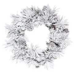 24" Flocked Atka Pine Artificial Christmas Wreath