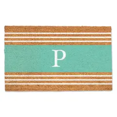 Teal Monogram Stripe Doormat P