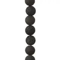 Black Lava Stone Lentil Beads, 12mm by Bead Landing&trade;