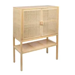 Hello Honey&reg; 47" Boho Woven Rattan and Wood Cabinet with Doors, Shelf, and Interior Storage Compartments Natural