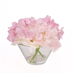 8" Hydrangea in Glass Vase Mixed Mauve