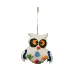 Hello Honey&reg; 5" Multicolor Wool Felt Owl Ornament with Applique