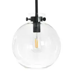 Hello Honey&reg; Robert Stevenson Lighting Marson 15" Clear Glass & Matte Black Metal Ceiling Light