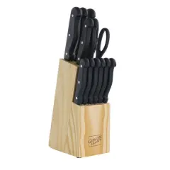 Gibson Home&reg; Westover 13-Piece Black Stainless Steel Cutlery Set with Wood Storage Block