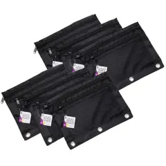 Charles Leonard Black 2 Pocket Pencil Pouches, 6ct.