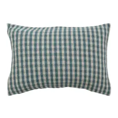 Hello Honey&reg; Gingham Woven Recycled Cotton Blend Lumbar Pillow Cover Teal/White