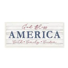 Stupell Industries God Bless America Faith Family Freedom Hanging Sign Wall Plaque Art