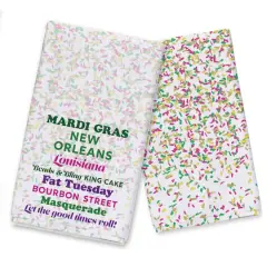 Mardi Gras Confetti Phrases Tea Towel Set