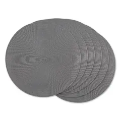 DII&reg; Round Plastic Woven Placemats, 6ct. Gray
