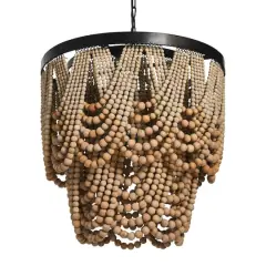 Hello Honey&reg; 27.5" 2-Tier Draped Wood Bead Chandelier Brown