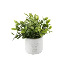 Flora Bunda&reg; 3.75" Bee Kind Ceramic Tea Leaf & Bee Happy Eucalyptus In Ivory Pots Set