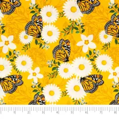 SINGER Orange & Green Butterfly Cotton Fabric