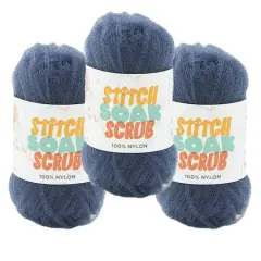 3 Pack Lion Brand&reg; Stitch Soak Scrub Yarn Blue Indigo