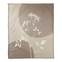 50" x 60" Neutral Boho Botanical Coral Fleece Throw Blanket