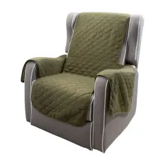 Home Details Reversible Quilted Furniture Chair Recliner Seat Protector Sage/Olive
