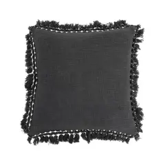 Hello Honey&reg; Charcoal Cotton Slub Pillow with Gold Thread-Wrapped Tassels