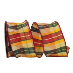 JAM Paper 2.5" x 10yd. Dare Plaid Wired Dupioni Ribbon