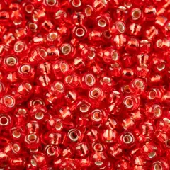 John Bead 8/0 Miyuki Glass Seed Beads, 12g Silver Lined Flame Red