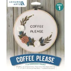 Leisure Arts&reg; 6" Coffee Please Embroidery Kit