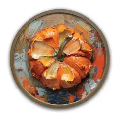 Painterly Pumpkin Top 20" x 20" Round Brown Framed Print