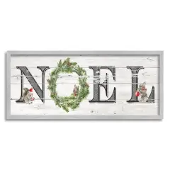 Stupell Industries Woodland Animal Noel Sign Framed Giclee Art Gray