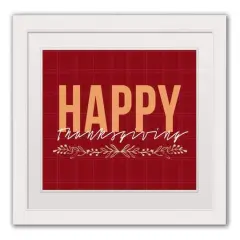 Happy Thanksgiving Red White Framed Print Under Plexiglass