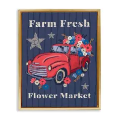 Stupell Industries Farm Fresh Patriotic Market Floater Framed Art Gold