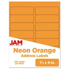 JAM Paper 1.3" x 4" Address Labels, 126ct. Neon Orange